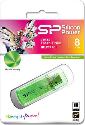 Silicon Power Helios 101 8GB USB 2.0 Stick Verde