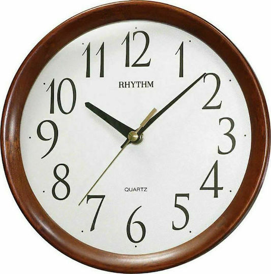 Rhythm Silent Wall Clock Wooden Brown Ø20.4cm