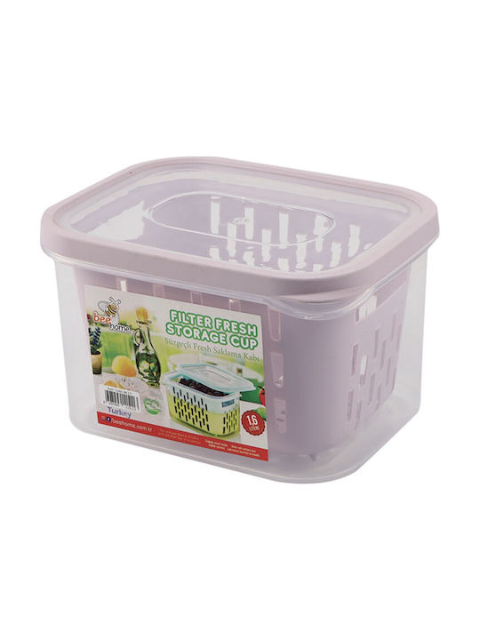 Viosarp Microwave Plastic Lunch Box Pink 1600ml