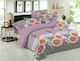 Le Blanc Chrysanthemum Σετ Σεντόνια Μονά 170x270εκ. Lilac (3τμχ)