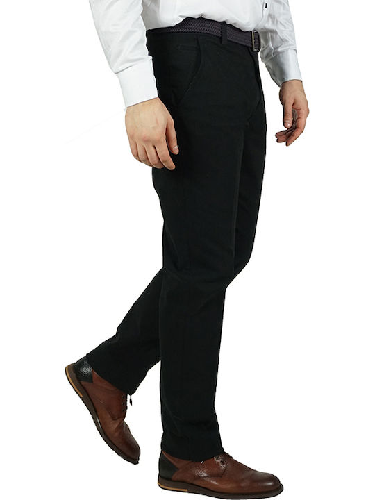 Lexton 09.26 Ανδρικό Παντελόνι Chino Ελαστικό σε Κανονική Εφαρμογή Μαύρο