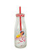 Marva Vintage Glass Water made of Glass in Red Color with straw 470ml