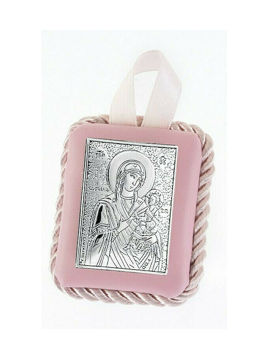Prince Silvero Heilige Ikone Kinder Amulett mit der Jungfrau Maria Pink aus Silber MB-ED1007F-R