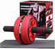 Abdominal Muscle Fitness Abdominal Wheel Red with Anti-Slip Handles & Mat