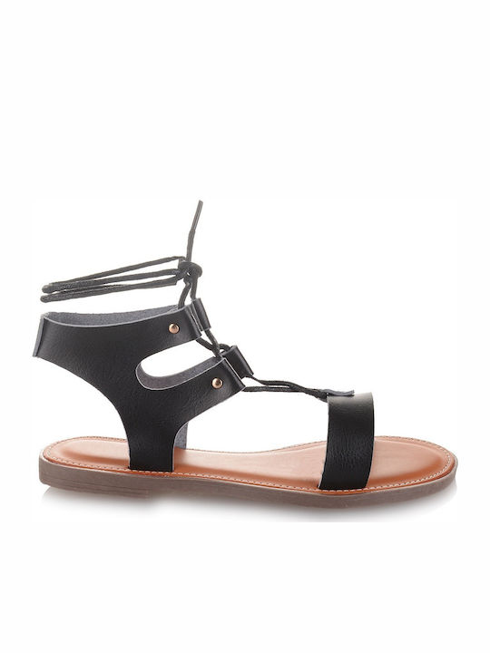 Famous Shoes Damen Flache Sandalen in Schwarz Farbe