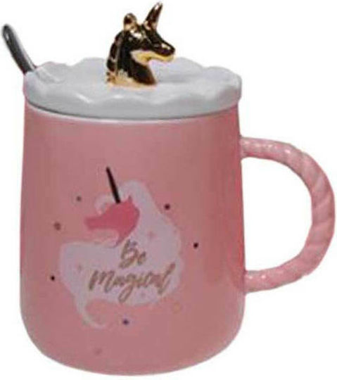 Next Unicorn Mug Ceramic with Lid in Various Designs Pink (Various Designs)