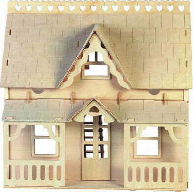 Anelixi Wooden Construction Toy Συναρμολογούμενη Κατασκευή: Κουκλόσπιτο με Βεράντα