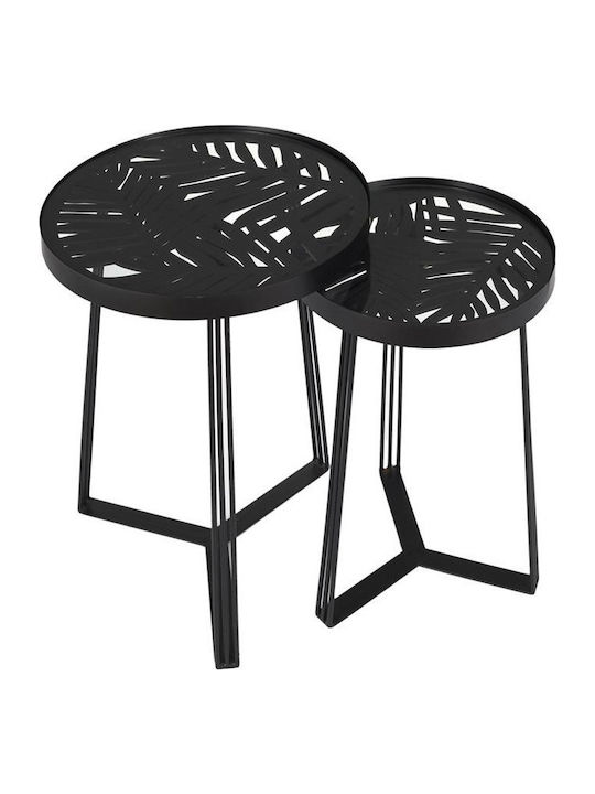 Nesting Round Glass Zigon Tables Black L50xW50cm