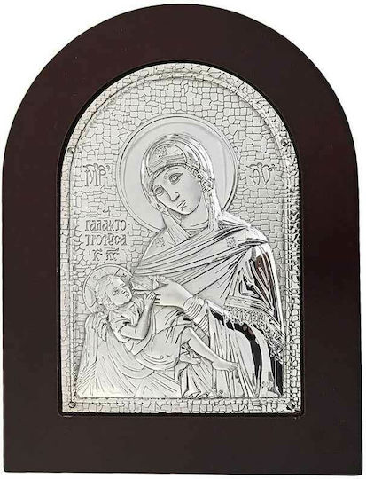 Karvounis Heiligenikone Gottesmutter mit Kind Hölzernes 12.5x16.5cm
