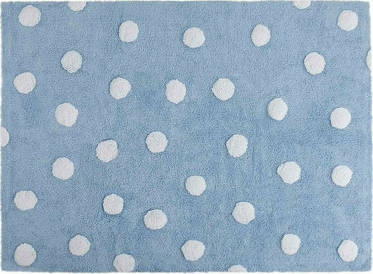 Lorena Canals Handmade Kids Cotton Rug Polka Dots Clouds 120x160cm Blue-White
