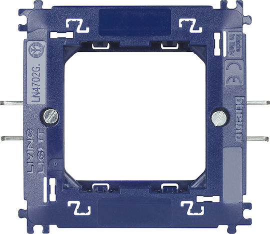 Legrand Bticino Living Light Βάση Στήριξης Διακόπτη 2 Στοιχείων με Νύχια σε Μπλε Χρώμα LN4702G