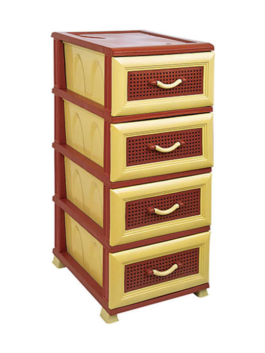 Sidirela E-1314 Drawers Plastic Brown 4 Slots 45x38x90cm