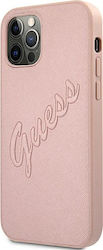 Guess Saffiano Vintage Script Synthetic Leather / Plastic Back Cover Pink (iPhone 12 Pro Max)