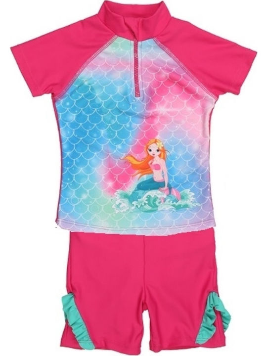 Playshoes Mermaid Παιδικό Μαγιό Σετ Φούξια