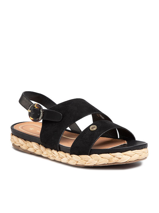 Malaga Alma Women's Flat Sandals in Black Color