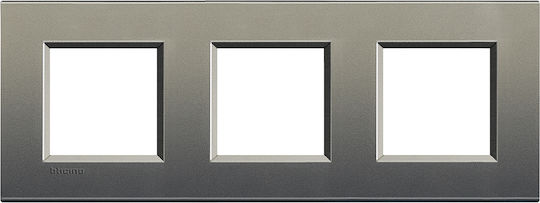 Legrand Bticino Living Light Horizontal Switch Frame 3-Slots Silver 3x2 Στοιχείων LNA4802M3AE
