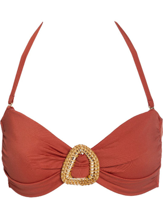 Strapless Bikini Top με Ενίσχυση Καφέ
