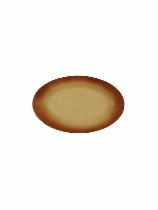Art et Lumiere Dionysus Serving Plate Shallow Oval Made of Porcelain Brown 21x15cm