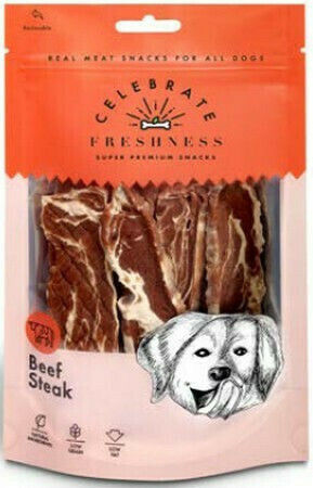 Celebrate Freshness Beef Steak Leckerli für Hunde Diät ohne Getreide mit wenig Getreide mit Kalb und Rindfleisch 100gr 84065