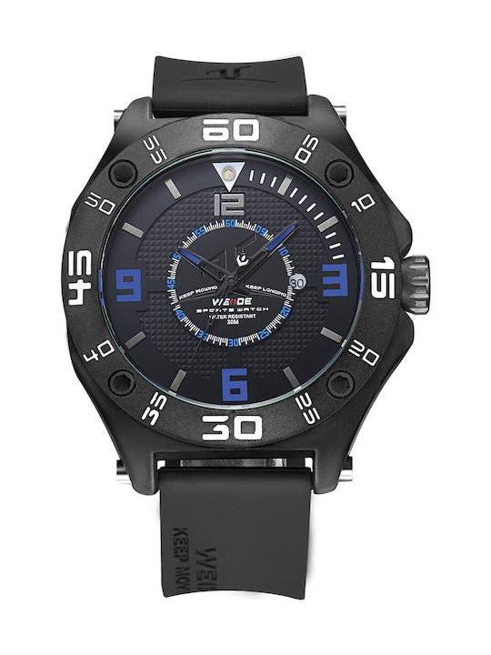 Weide Men's Watch 47mm Battery with Black Rubber Strap