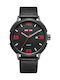 Weide Men's Watch 40mm Battery with Black Leather Strap
