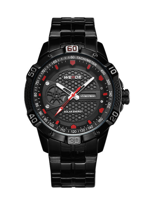 Weide Herrenuhr 44mm Batterie mit Schwarz Metallarmband