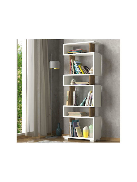 Βιβλιοθήκη Blok Καρυδί / Λευκό 60x19.5x165εκ.