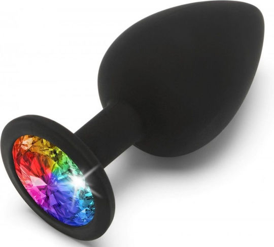 ToyJoy Rainbow Booty Jewel Large Anal Plug Large Large Black 9cm