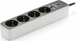 SAS 4-Outlet Power Strip with Surge Protection 1.5m White