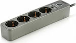 SAS 4-Outlet Power Strip with Surge Protection 1.5m Gray