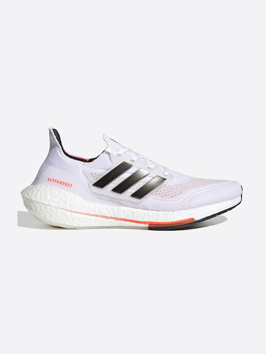 Adidas Ultraboost 21 Ανδρικά Αθλητικά Παπούτσια Running Cloud White / Core Black / Solar Red