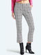 Guess Women's Fabric Trousers in Regular Fit Checked Gray