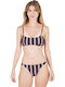 Emerson Bikini Set Sports Bra & Slip Bottom with Adjustable Straps Black Striped