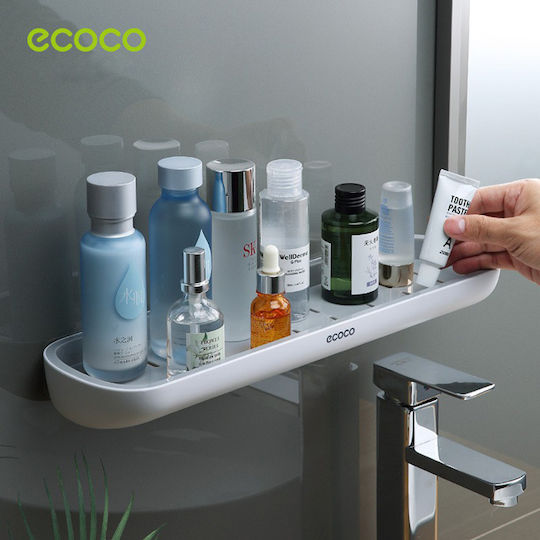 Ecoco Wall Mounted Bathroom Shelf Plastic 12.4x6x42.7cm White
