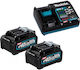 Makita Set 2 Baterii Unelte Litiu 40V Capacitate 4Ah cu Încărcător
