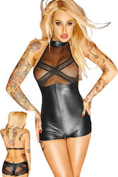 Noir Handmade Wetlook Body with Zip Opening Body Negru