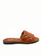 Fardoulis 117-100 Leather Women's Flat Sandals in Tabac Brown Color