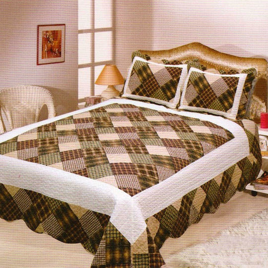 Silk Fashion 13-86A Подредба Покривало Единично Памук Кафяв 160x220см 2бр