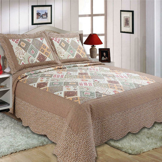 Silk Fashion LT1486 Σετ Κουβερλί Μονό Microfiber Καφέ 160x220cm 2τμχ