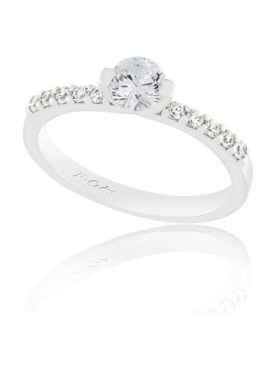 Fa Cad'oro Single Stone Ring of White Gold 14K