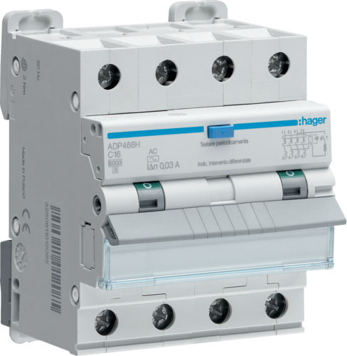 Hager Phase 4-Pole Earth Leakage Relay 32A με Ενσωματωμένο Μικροαυτόματο 30mA