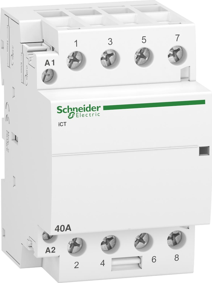 Schneider Electric Acti 9 iCT Ρελέ Ράγας Ισχύος 40A Τετραπολικό με Τάση ...