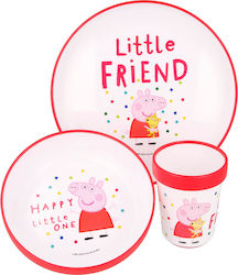 Stor Feeding Set Peppa Pig made of Plastic with Non-Slip Base Red 3pcs