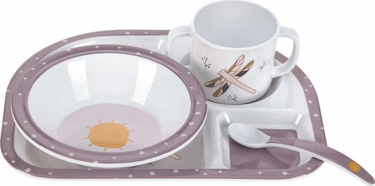 Laessig Feeding Set Adventure Dragonfly made of Melamine Purple 4pcs