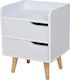 Wooden Bedside Table White 33x28x42cm