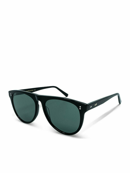 Messyweekend Louie Sunglasses with Black Plastic Frame and Green Lens S2 M4C1