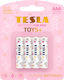 Tesla Batteries 4 Pack Alkaline Batteries AAA Toys+ Pink 1.5V