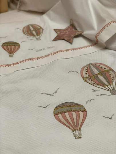 Raison D' Etre Hot Air Balloon Crib Bumpers Classic Inside Pink 42x210cm