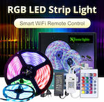 Bandă LED Alimentare 12V RGB Lungime 10m Set cu Telecomandă și Alimentare SMD5050