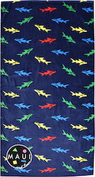 Maui & Sons Παιδική Πετσέτα Θαλάσσης Μπλε Καρχαρίες 150x75εκ.